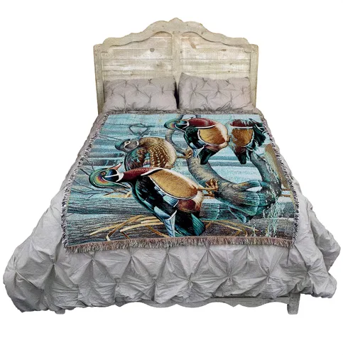 Miniatura 2 de Pure Country Weavers Cynthie Fisher - Manta de Backwater Woodies - Tapiz de regalo de cabaña de Ducks Lake Lodge tejido de algodón, fabricado