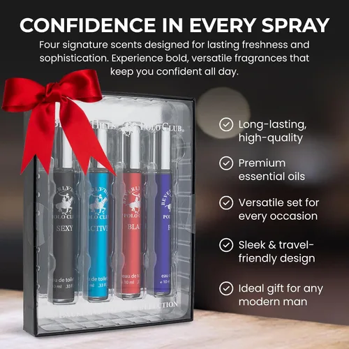 Miniatura 5 de Beverly Hills Polo Club EDT Pen Spray Collection - Juego de 4 fragancias para hombre, aroma activo, sexy, ardiente y azul, colonia de larga duración