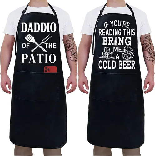 Paquete de 2 delantales para hombres, día del padre, delantal de papá, regalos para papá, de hija, hijo, para el mejor papá, marido, padrastro,