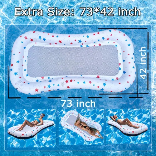 Miniatura 5 de Flotador de piscina extra grande de malla de refrigeración con soporte para tazas, tumbona flotante de refrigeración ultra cómoda para adultos