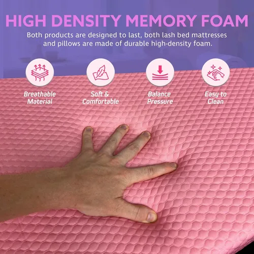 Miniatura 5 de Colchón de pestañas + almohada (rosa) Cómodo cubrecolchón - con cuatro correas en las esquinas y parte inferior antideslizante Almohada