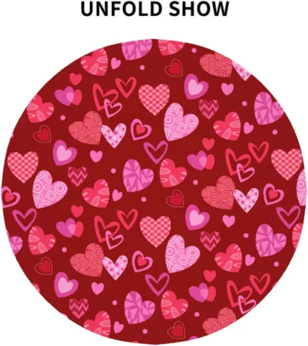 Miniatura 3 de Sweetshow Mantel redondo para el día de San Valentín de 60 pulgadas, rústico, romántico, rosa, rojo, corazón, estampado de corazón, con decoración