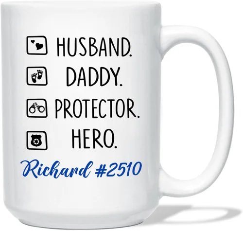 Miniatura 13 de Taza de café personalizada con nombre de oficial de policía en progreso, con nombre de oficial de policía estudiantil, taza de cerámica blanca