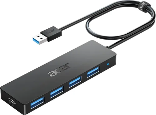 Acer - Hub USB de 4 puertos, hub múltiple USB 3.0, divisor USB A para portátil con puerto de alimentación USB C, extensor USB para portátil de