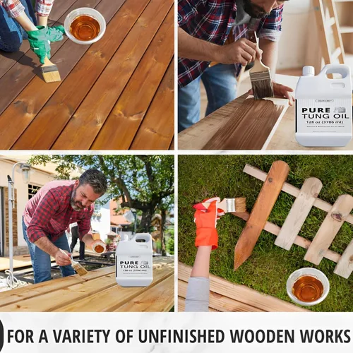 Miniatura 4 de Aceite Tung 100% puro para madera al aire libre con cepillo, aceite Tung seguro de grado alimenticio para acabado de madera, sellador impermeable