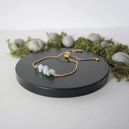 Miniatura 19 de Designs by Nature Gems Pulsera de piedra natal de cristal hecha a mano, pulsera de bolo de cadena deslizante ajustable, chapado en oro