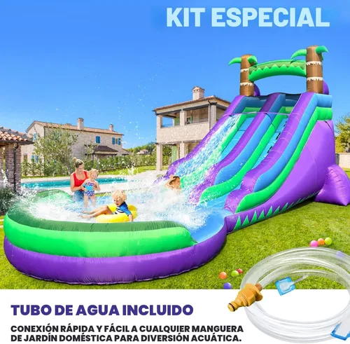 Miniatura 7 de Tobogán acuático inflable de grado para niños y adultos con gran piscina de salpicaduras, 22.5 x 9.84 x 10.6 pies, para fiesta en el patio trasero