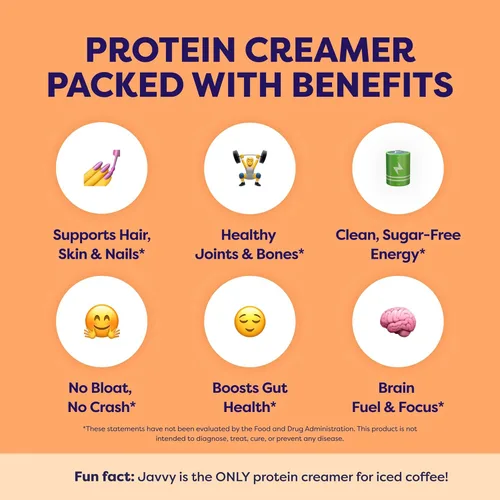 Miniatura 5 de Javvy Crema proteica para café, crema sin azúcar con 0.43 onzas de colágeno, aceite MCT, crema de café keto en polvo para el cabello, la piel