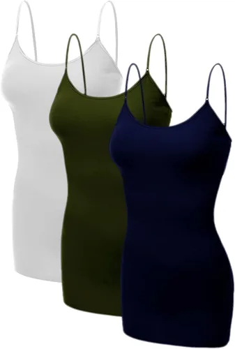 Miniatura 328 de Emmalise Camisola larga casual básica para mujer, con tirantes ajustables, top en capas