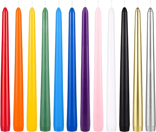 Miniatura 7 de Mega Candles 12 velas rectas sin perfume de colores surtidos supremos, velas de cera hechas a mano de 10 pulgadas x 7/8 pulgadas, campanadas