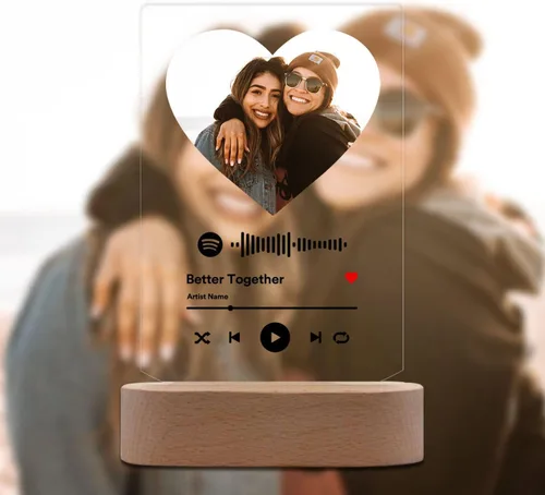 Miniatura 5 de Placa de acrílico de portada de canción y fotografía personalizada de mejores amigas por siempre, álbum de acrílico; regalo ideal para mejores Para