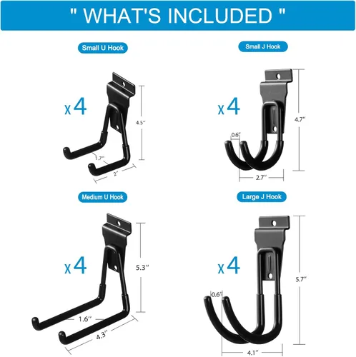 Miniatura 2 de Ganchos para colgar en la pared de listones, accesorios de Slatwall, surtido de ganchos de pared de listones, ganchos y ganchos resistentes
