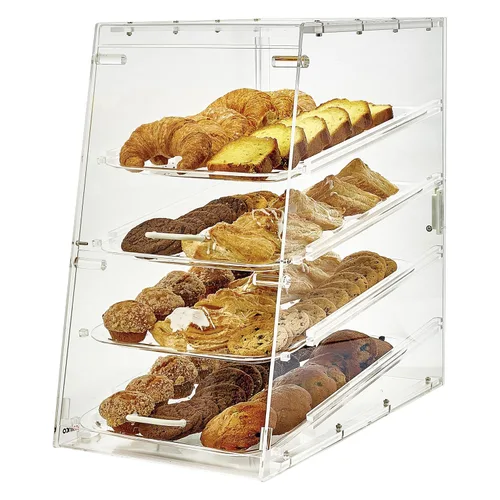 Winco ADC-4 vitrina de pastelería de 4 niveles, acrílico, transparente, mediano