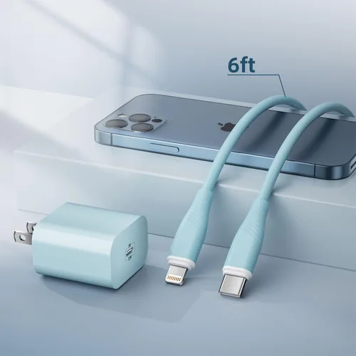Miniatura 4 de Cargador para iPhone de carga rápida de 20 W PD USB-C cargador de pared y cable de carga USB C de 6 pies para iPhone compatible con iPhone 14 13 12