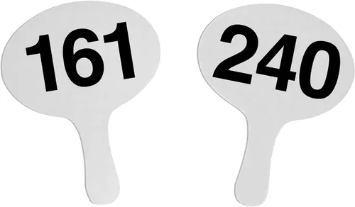 Miniatura 13 de 201-300, Cartonplast de 0.079 in, juego de paletas de subasta Better Bidders de forma ovalada, ventiladores de plástico blanco de 1 pieza (201-300)