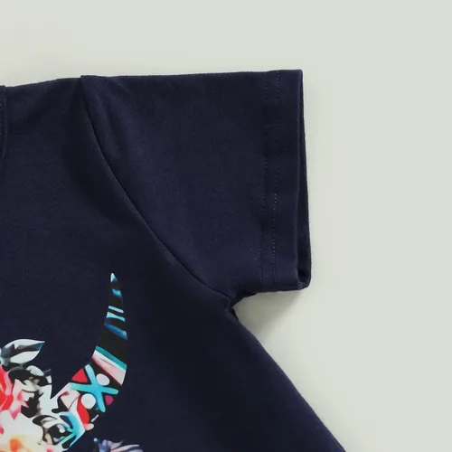 Miniatura 4 de fhutpw Conjunto de camiseta de manga corta con estampado de vaca y pantalones acampanados de dibujos animados para niñas