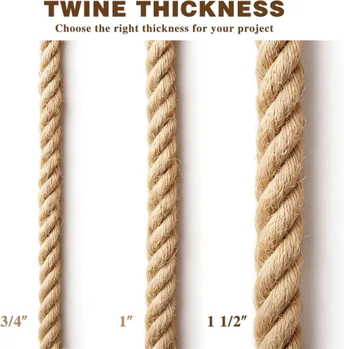 Miniatura 5 de Cuerda de yute de 1 1/2 pulgadas x 50 pies, cuerda de cáñamo natural gruesa y pesada cuerda náutica trenzada para manualidades, escalada