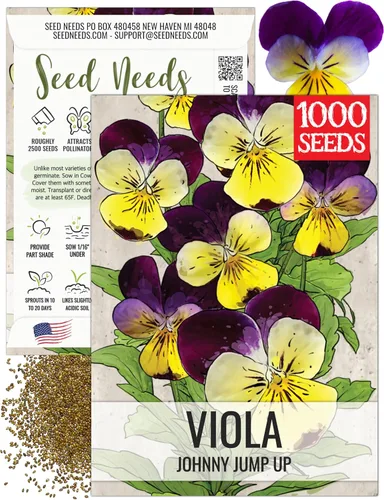 Seed Needs Johnny Jump Up Semillas para plantar violas, reliquia y flores polinizadas abiertas para plantar un jardín de mariposas lleno de flores