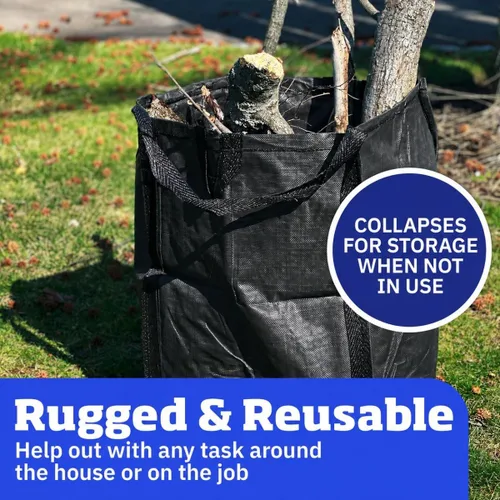 Miniatura 2 de DURASACK Heavy Duty Home and Yard Bags 48-Gallon Reusable Self-Standing Lawn and Leaf Bags Garbage Can with Reinforced Handles, Black