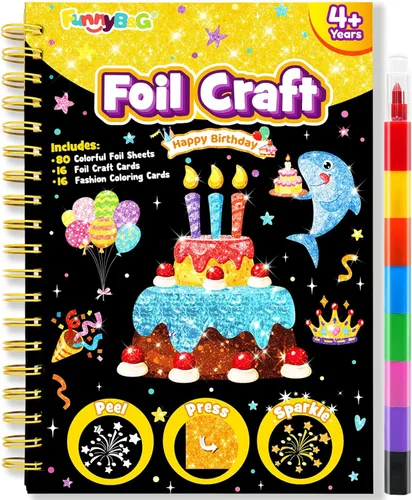 Miniatura 30 de FUNNYB&G Arte en papel de aluminio para niños - Manualidades de Navidad, regalos de fiesta, rellenos de calcetines para niños, suministros de arte