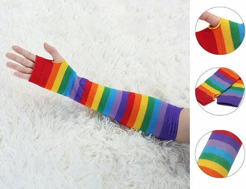 Miniatura 7 de Guantes góticos sin dedos para el brazo largo, guantes elásticos de punto para el pulgar