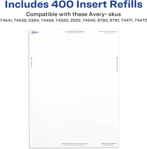 Miniatura 3 de Avery Insertos personalizables de etiquetas de identificación para portaetiquetas de nombre, 3" x 4", blanco, imprimible con láser/inyección