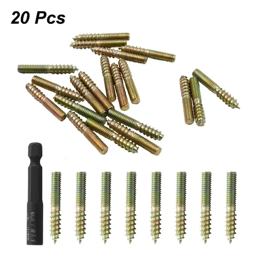 Miniatura 2 de Hitefu 20 piezas de pernos colgantes, tornillos dobles extremos M4 de 1" (25mm) de longitud, tornillo de espiga M4 para muebles de madera
