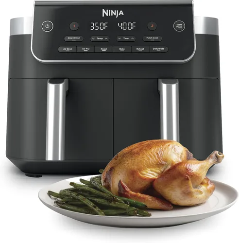 Miniatura 12 de Ninja Foodi Air Fryer 6 en 1 con megaZone de 7 cuartos y divisor de cesta para proteínas grandes y comidas completas Cocina 2 alimentos a la vez