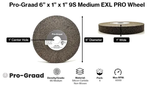 Miniatura 2 de EXL PRO Rueda de pulido de desbarbado convoluto – 6 x 1 pulgada x 1 pulgada 9S de carburo de silicio mediano – grado profesional – Rueda