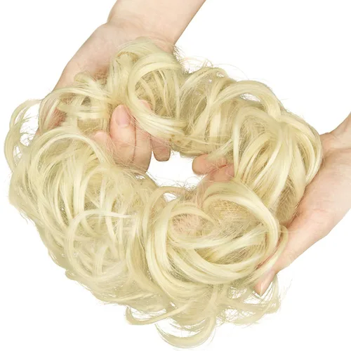Miniatura 2 de Extensiones de cabello desordenado, coleta, peinado recogido, Moño, Mezcla de blanqueador negro y café.