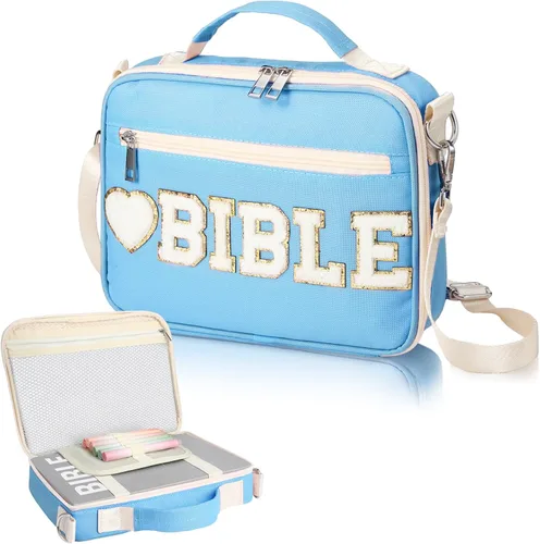 Silkfly Blue End of Years - Funda de regalo de graduación para la Biblia, bolsa grande de felpilla con correa para el hombro, bolsa de mano