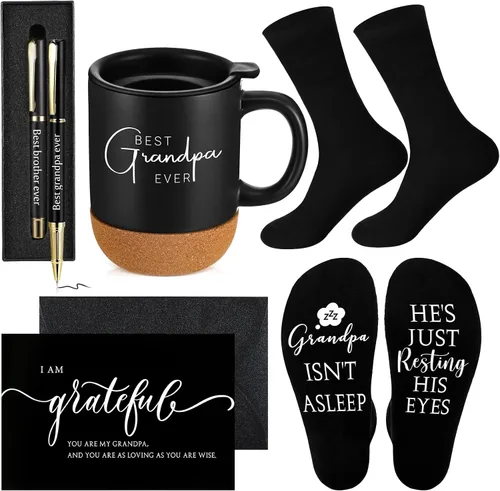 ReliThick Juego de 6 regalos para el mejor abuelo para hombres, regalos del día del padre, regalos del abuelo, 13.5 onzas, tazas de cerámica,