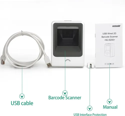 Miniatura 7 de symcode - Escáner de código de barras 2D, lector de código de barras USB omnidireccional manos libres para escaneo de pantalla de computadora