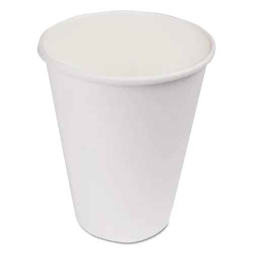 Vasos calientes de papel, 12 onzas, blanco, paquete de 1000