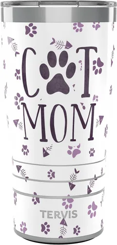 Tervis Traveler - Vaso aislado de triple pared con diseño de gato para mamá mantiene las bebidas frías y calientes, 20 onzas, acero inoxidable
