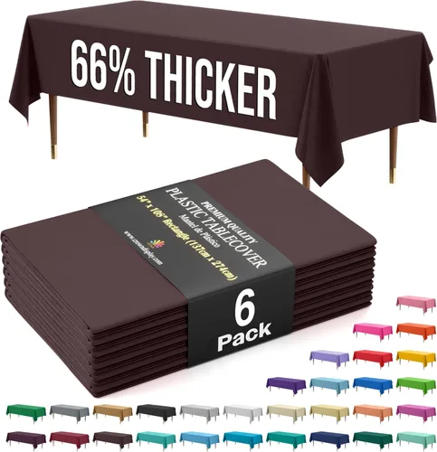 Miniatura 13 de Exquisite 66% Thicker Premium Plastic Table Cloth Rectangle Table Cover 0.5 Mil 6 Pack Aqua Table Cloth 54 Inch x 108 Inch Disposable Tablecloth