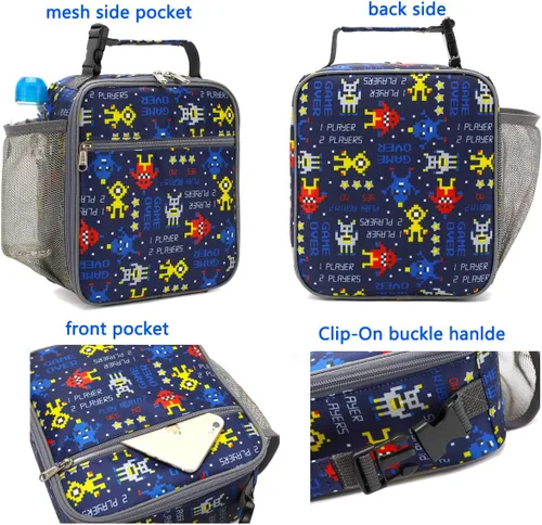 Miniatura 4 de FlowFly Lonchera para niños, bolsa suave aislada, mini hielera para el regreso a clases, kit de bolsa térmica para comidas, para niñas, niños, robot
