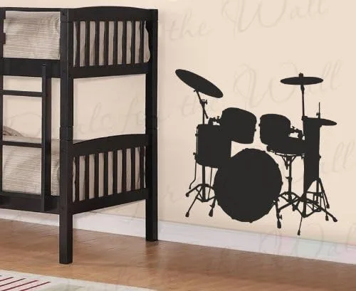 Calcomanía gráfica de pared de batería, banda mural de vinilo, clase de música, aula, habitación de niños, cuarto de bebé, sala de juegos, Negro