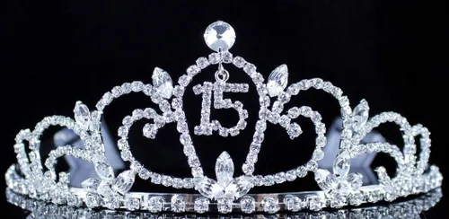 Miniatura 4 de Quinceanera Sweet 15 Fifteen Corona de cristal de diamantes de imitación austriacos blanco transparente con peines para el cabello, diadema diadema
