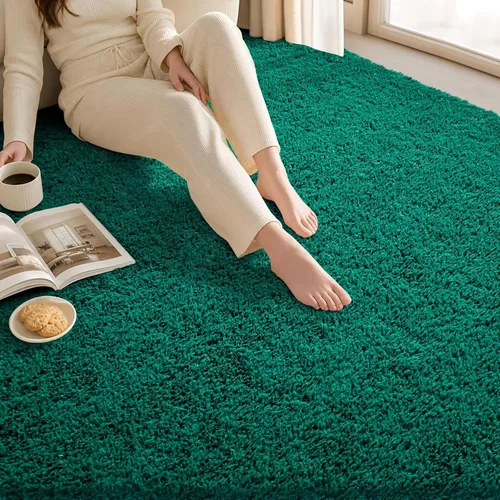 Miniatura 6 de Zentavio - Alfombras para sala de estar, alfombras de área verde oscuro de 3 x 5 pies, alfombra de césped artificial, alfombra de pelo mullido