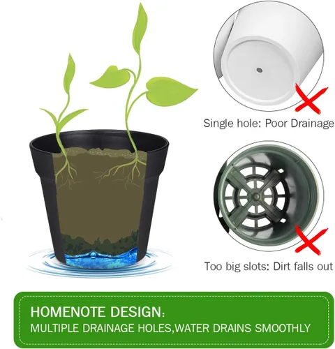 Miniatura 6 de homenote Macetas para plantas, paquete de 15 macetas de plástico de 6 pulgadas con múltiples agujeros de drenaje y bandeja, macetas para todas