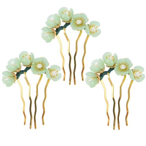 Miniatura 11 de Beaupretty 2 piezas de Jade Flower Hair Women Girls Hair Stick Chino Retro Chignon Pin palillos para el cabello, accesorios de peinado (blanco)