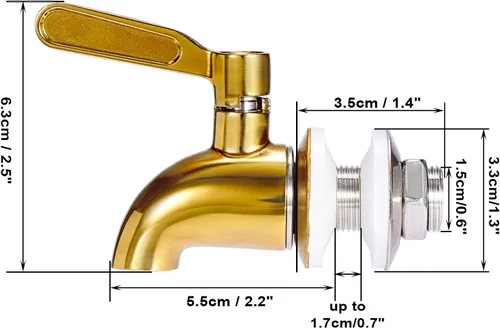 Miniatura 3 de BTSKY Grifo de repuesto para dispensador de bebidas de acero inoxidable que se adapta a apertura de 0.630 in (5/8 pulgadas), grifo de repuesto sin