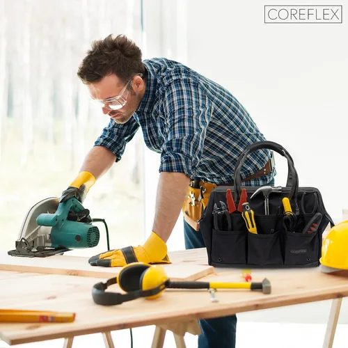 Miniatura 6 de Coreflex Bolsa de herramientas de 14 pulgadas de boca ancha, bolsa de equipo, de múltiples propósitos - para plomeros, electricistas, manitas, Negro