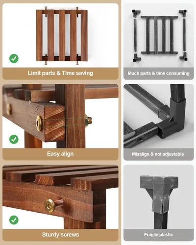 Miniatura 5 de Soporte para plantas de madera carbonizada, estantes de plantas de 6 niveles para interiores, estante de madera estrecho que ahorra espacio
