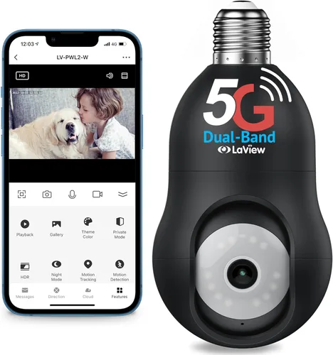 Miniatura 13 de LaView Cámara de seguridad con bombilla celular 4G LTE, cámaras de seguridad de 360° 2K inalámbricas para exteriores e interiores, 4MP a todo