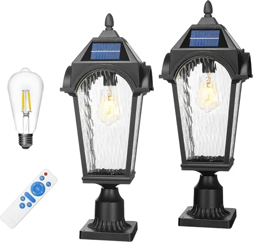 Miniatura 12 de FEMILA Luz de poste al aire libre del atardecer al amanecer, lámpara de poste impermeable, postes de lámpara exterior iluminación exterior
