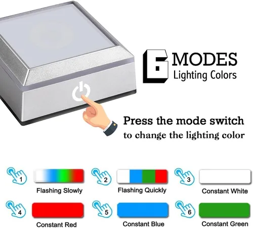 Miniatura 3 de ERWEI Base de luz LED para arte de cristal 3D de vidrio, placa de exhibición de base cuadrada con luz colorida, soporte plano Superficie superior