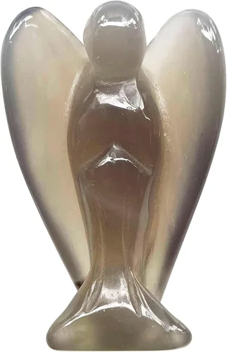 Miniatura 6 de Fekuar Piedra natural de ojo de tigre curativo, cristal curativo, estatua de ángel de la guarda, escultura de bolsillo de piedra de palmera