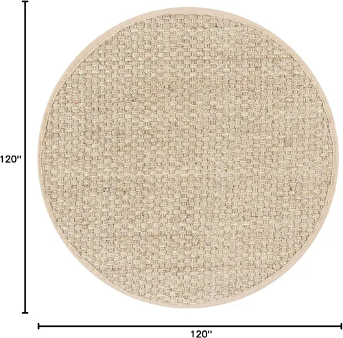 Miniatura 2 de SAFAVIEH Alfombra de Área 10' Redonda - Colección de Fibra Natural - Grande - Natural y Beige, Hierba Marina, Patrón de Tejido de Canasta con Borde